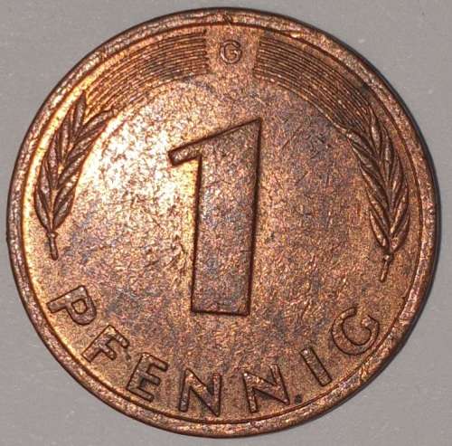 1980 G - 1 PFENNIG - ONE PFENNIG - GERMANY - FEDERAL REPUBLIC - (Copper Plated Steel)